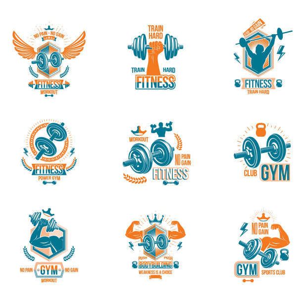 设置体育馆主题标志和励志横幅图片下载