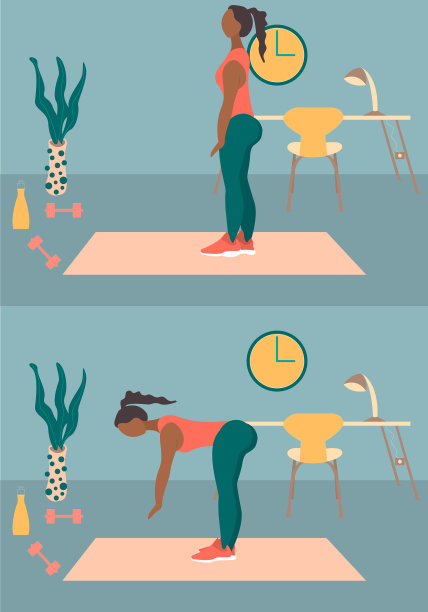 健美的妇女穿着运动服在家锻炼图片下载