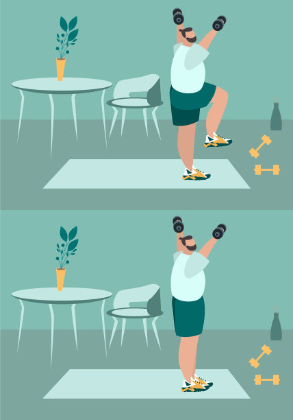 健美的人穿着运动服在家锻炼图片下载