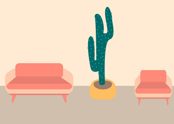 家居装饰植物装饰平面设计风格图片下载