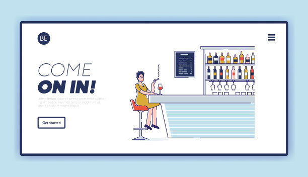 休闲概念在酒吧网站登陆页图片下载