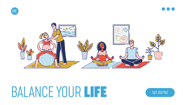 瑜伽概念适合孕妇运动健身图片下载