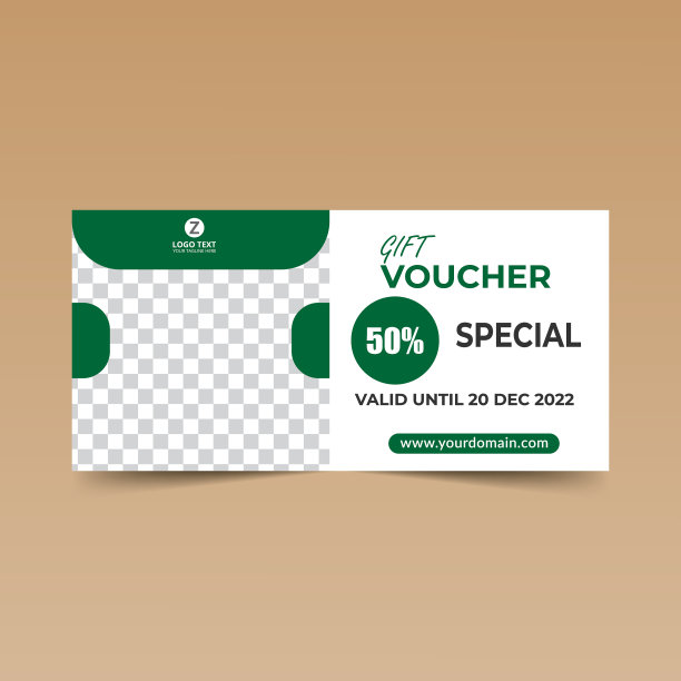 绿色礼券设计模板图片下载