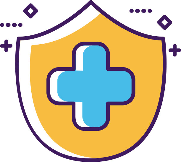 医疗十字符号与盾牌线和填充图片下载