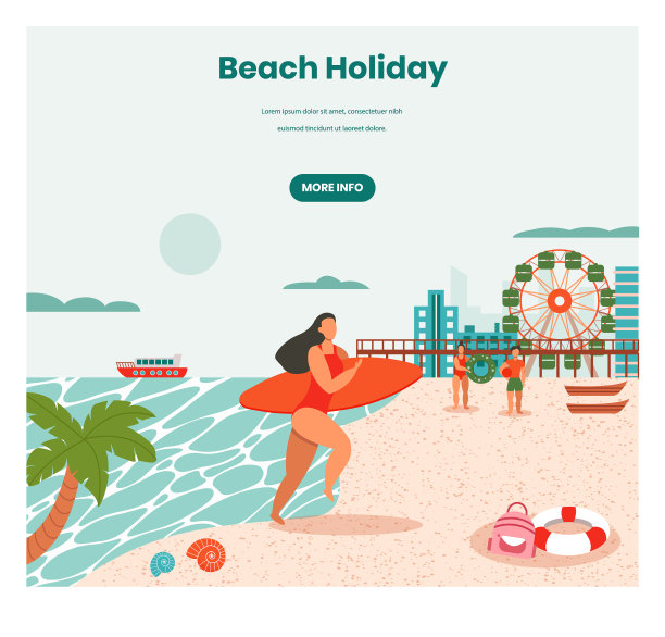 海滩假日网页横幅设计模板图片下载