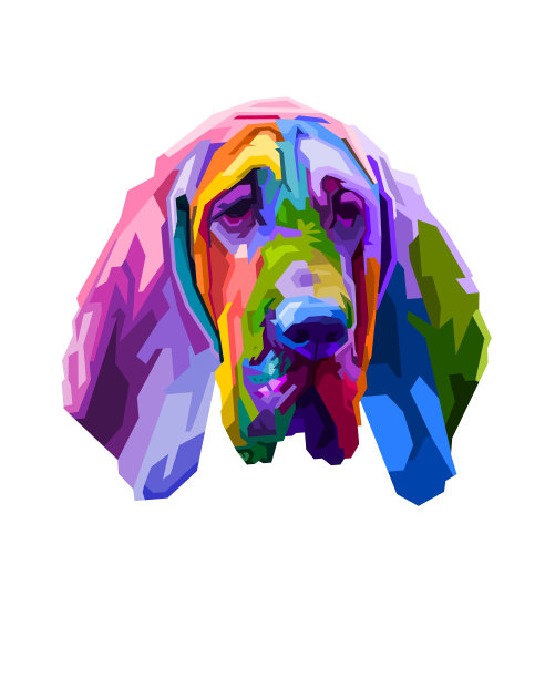 色彩猎犬孤立在波普艺术风格上图片下载
