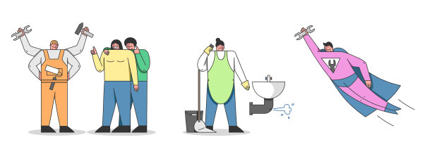 勤杂工用工具来概念工人图片下载