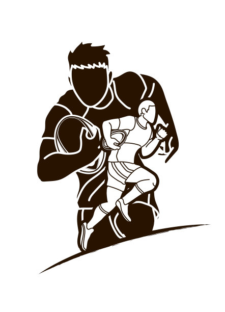 团体橄榄球运动员动作卡通运动图片下载