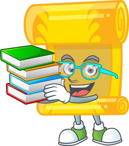 酷和聪明的学生图标黄金卷轴与书图片下载