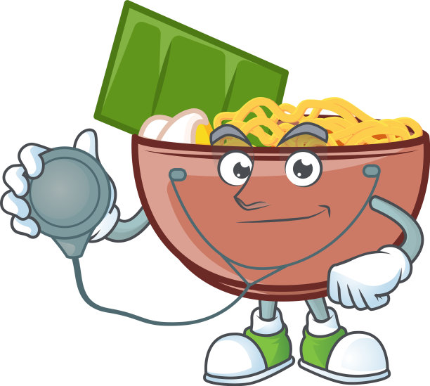 碗面卡通人物风格中的一位医生图片下载