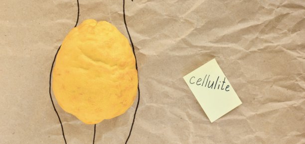 柠檬躺在画好的女性剪影上，在纹理纸的背景上模仿臀部。SPA的概念，身体护理，减肥按摩，抗色素沉着，美容。图片下载