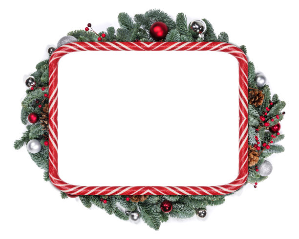 圣诞冷杉和装饰架图片下载