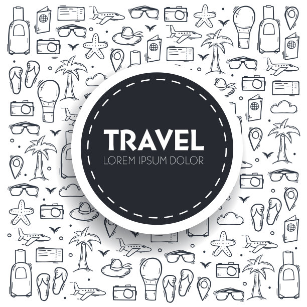 旅行素描手绘涂鸦背景图片下载