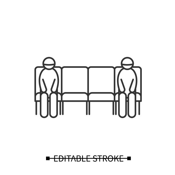 分离图标。等候区社会距离简单矢量图图片下载