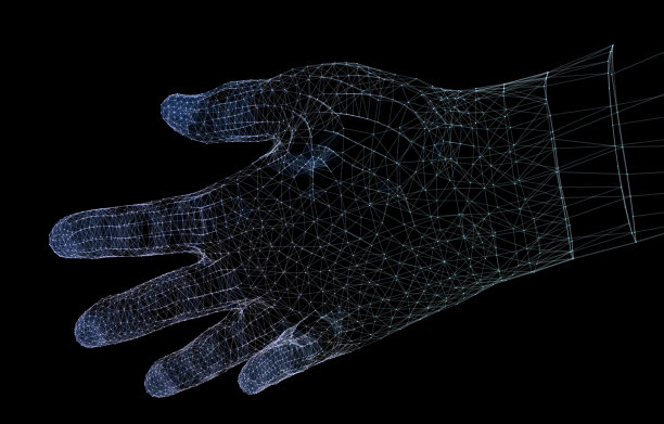 手握网络连接，3d技术感插画。图片下载