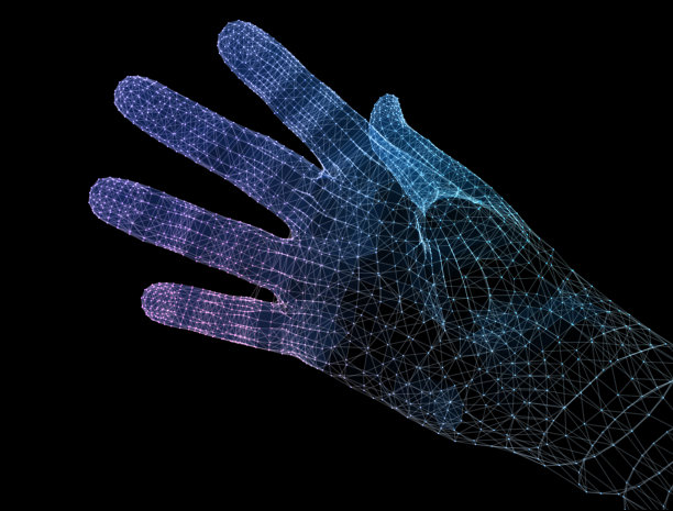 手握网络连接，3d技术感插画。图片下载