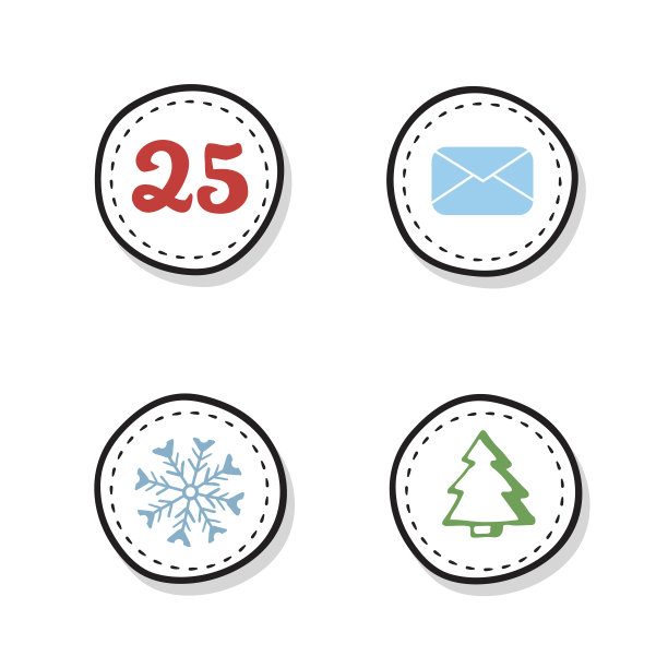 新年矢量图标。手绘插图。贴纸印刷设计。图片下载