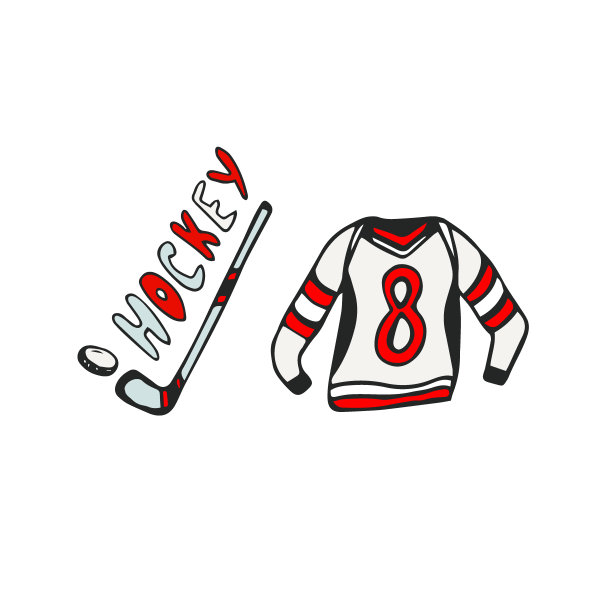 曲棍球矢量图标。手绘图标。贴纸设计。图片下载