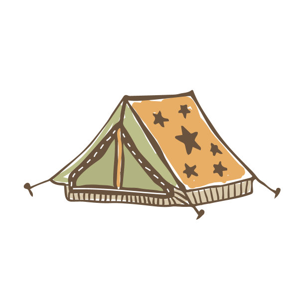 帐篷矢量图标。手绘插图。图片下载