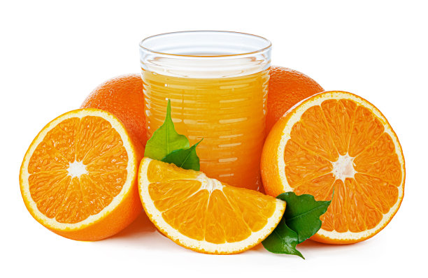新鲜橙汁在玻璃隔离白色图片下载