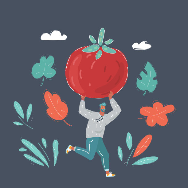 男人手里拿着大番茄跑着图片下载