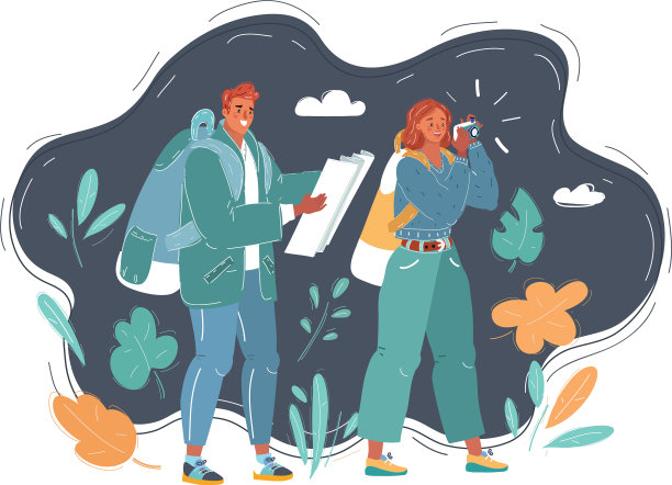 两个背着背包的游客图片下载