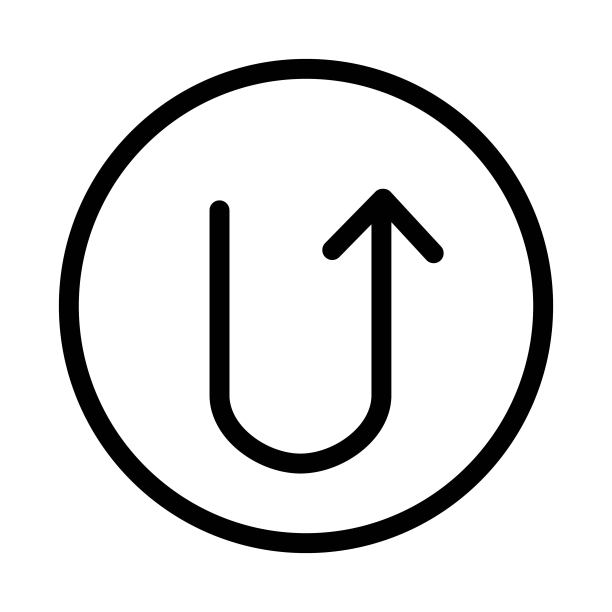 导航概念的垂直U形箭头图标：掉头路标图片下载