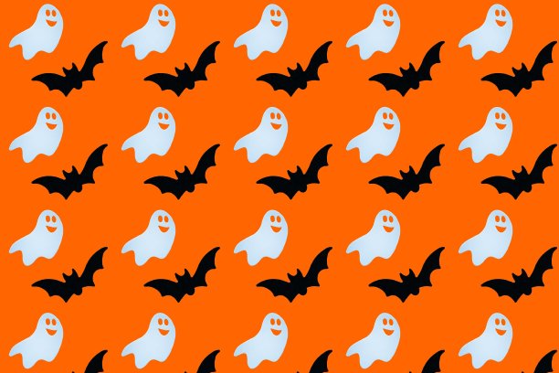 万圣节的背景是蝙蝠和鬼魂。无缝模式。图片下载