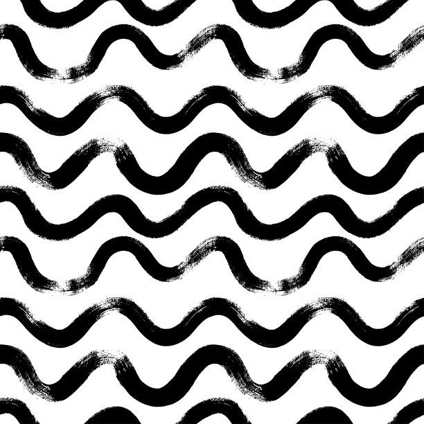 波浪的grunge线矢量无缝模式。水平笔触，漩涡，条纹和波浪。图片下载