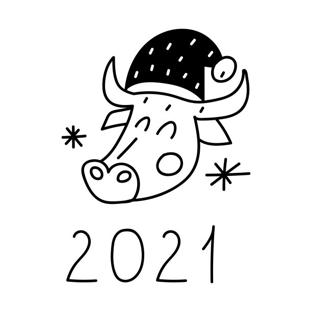 可爱的公牛脸。新2021年。图片下载