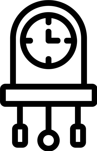 带钟摆和悬挂玩具的圆挂钟图片下载