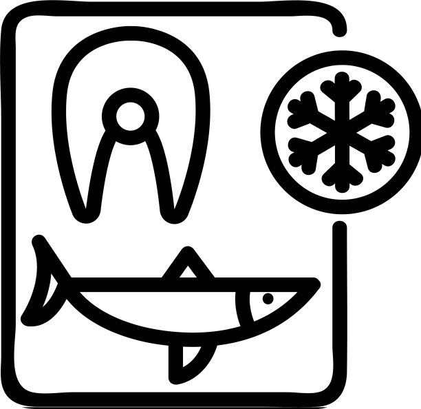 切鲱鱼和冷冻牛排图标图片下载