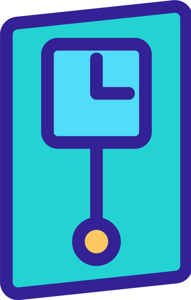 带有钟摆图标轮廓的方形时钟图片下载