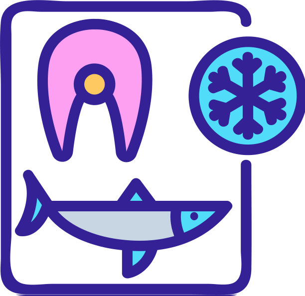 切鲱鱼和冷冻牛排图标图片下载