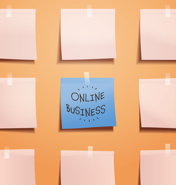 在便利贴纸上书写的在线商务提醒日程表图片下载