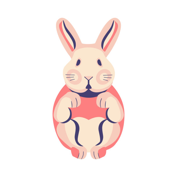 可爱的扁兔子与蜡笔图片下载