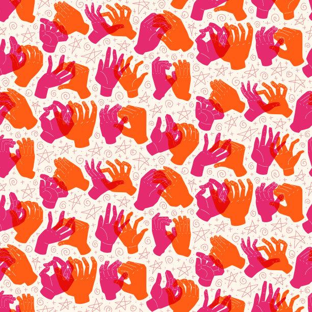 彩色双手无缝图案图片下载