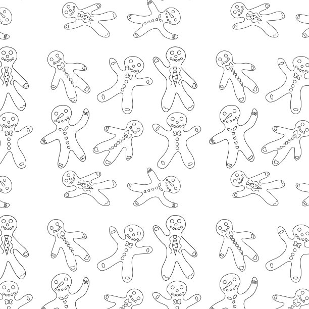 无缝线性模式的圣诞姜饼曲奇形状的一个人图片下载