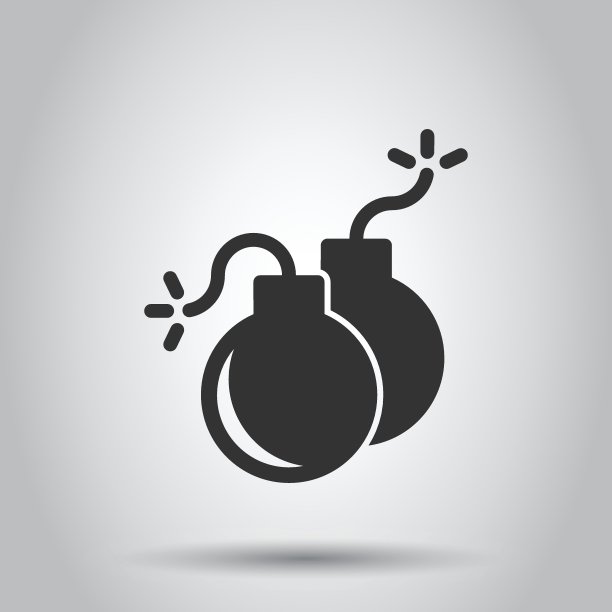 炸弹图标在平面风格。炸药矢量插图在白色孤立的背景。C4 tnt的经营理念。图片下载