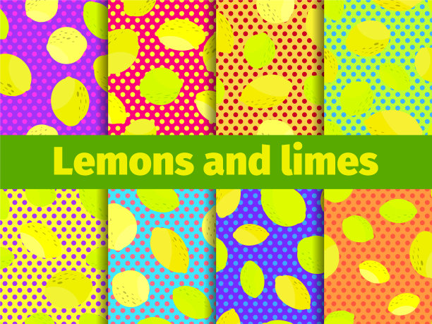 柠檬套无缝黄绿图案图片下载