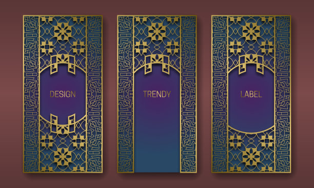 金色华丽的包装设计集标签图片下载