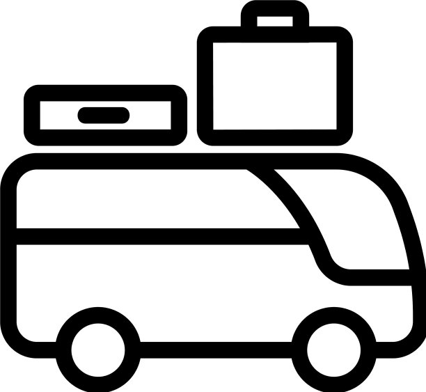 观光巴士与手提箱图标轮廓图片下载