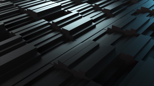 电脑生成矩形的背景波，俯视图。三维渲染起伏阶梯式区域图片下载