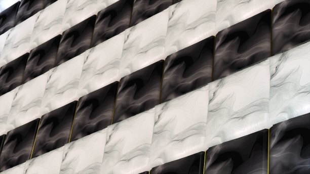 墙壁用带有金色条纹的大理石板装饰，电脑生成。抽象背景的3d渲染图片下载