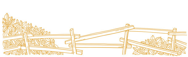 乡村栅栏。乡村乡村景观。手绘草图。等高线矢量线。玫瑰果。副本的空间。铁路。农业击剑。图片下载