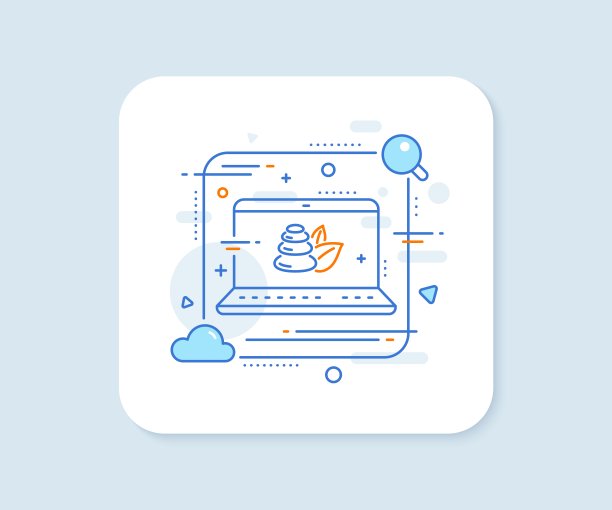 温泉石线条图标。沐浴胜地的迹象。酒店服务。向量图片下载