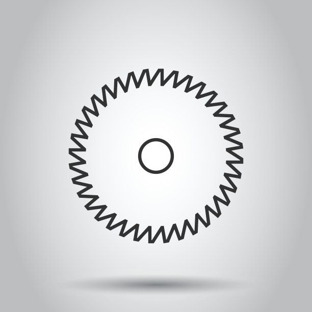 锯片图标在平坦的风格。圆形机器矢量图上的白色孤立背景。旋转圆盘的经营理念。图片下载