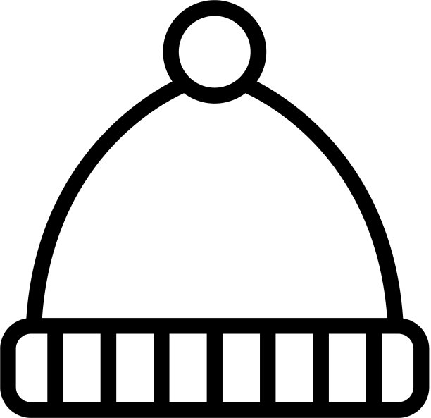 帽子与绒球水平翻领条纹图标图片下载