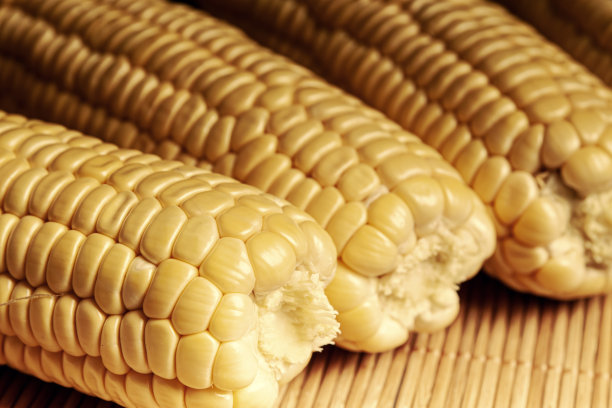 木质背景上的新鲜玉米图片下载