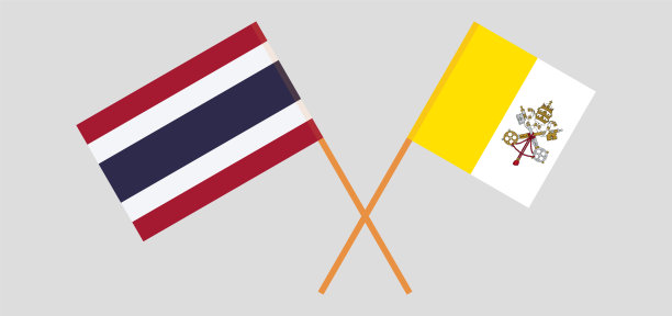 梵蒂冈和泰国的交叉旗帜图片下载